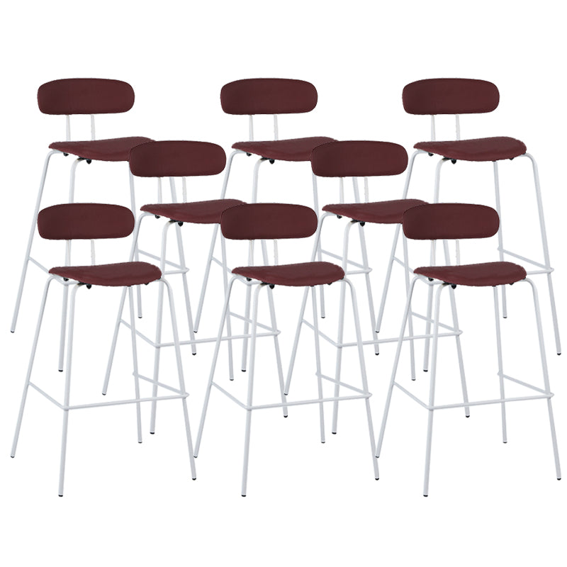 Modern Backrest Armless Counter Stool Leather Upholstered Bar Stool with Metal Base