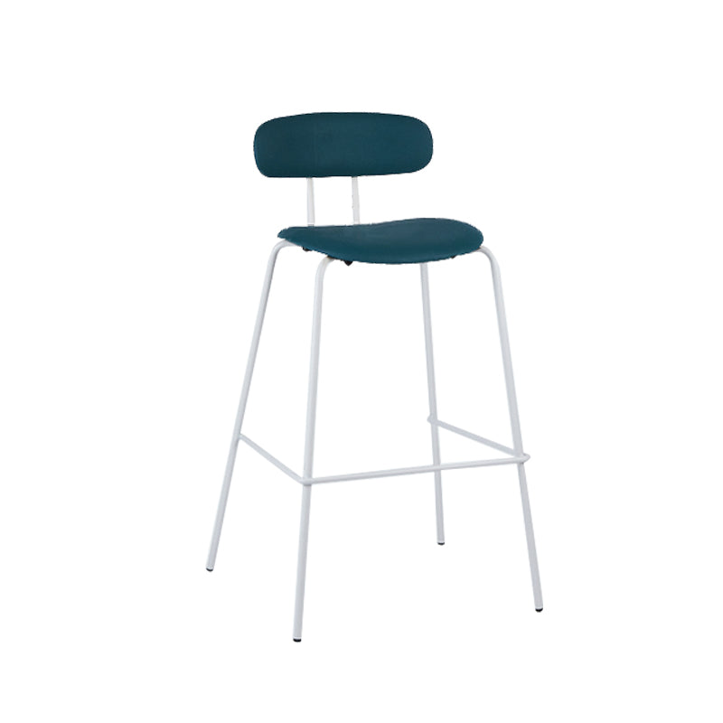 Modern Backrest Armless Counter Stool Leather Upholstered Bar Stool with Metal Base