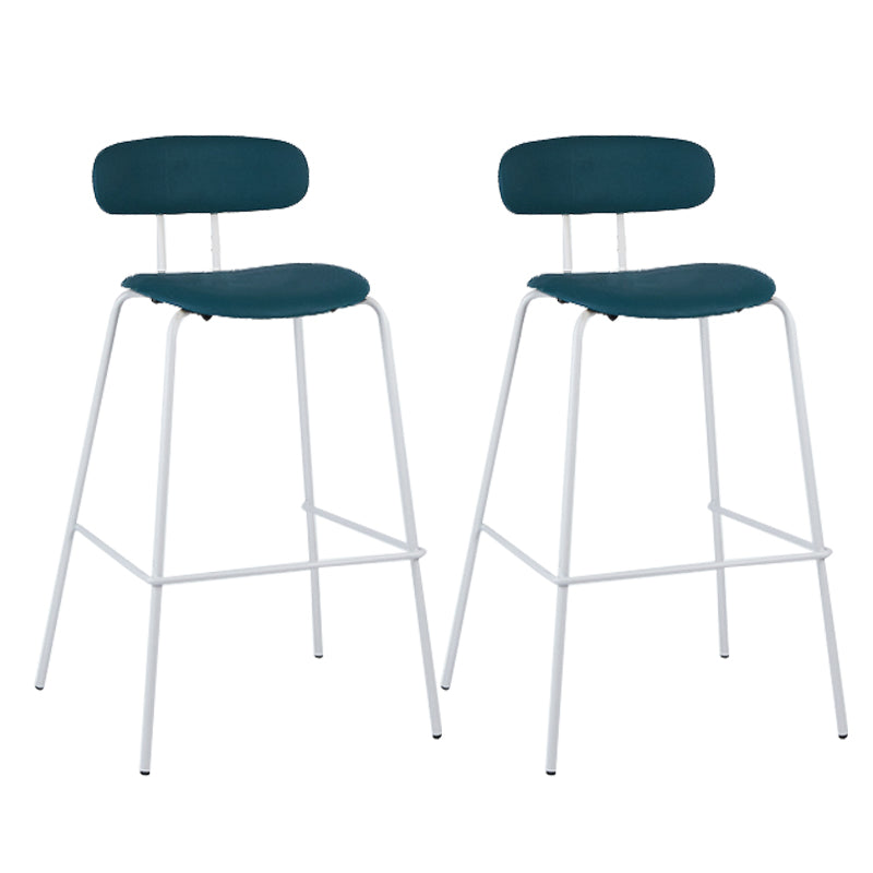 Modern Backrest Armless Counter Stool Leather Upholstered Bar Stool with Metal Base