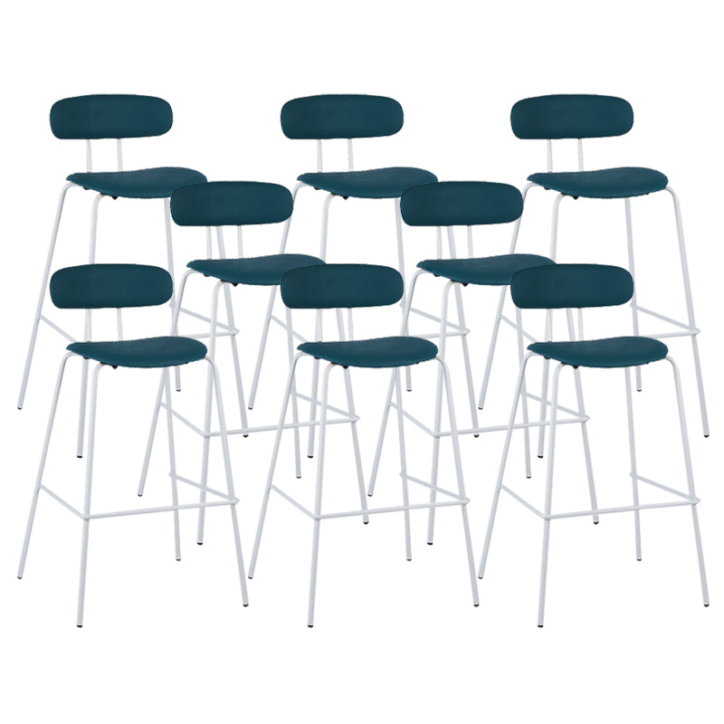 Modern Backrest Armless Counter Stool Leather Upholstered Bar Stool with Metal Base