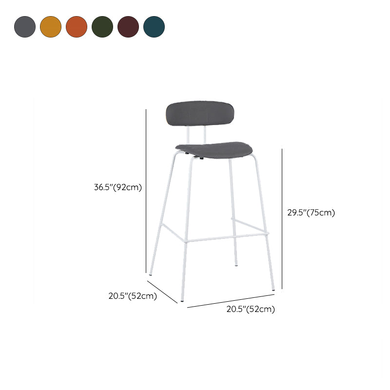 Modern Backrest Armless Counter Stool Leather Upholstered Bar Stool with Metal Base