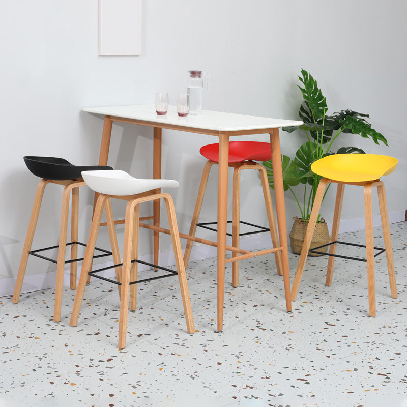 Contemporary Style Stool 4 Legs Wood Counter Stool for Home Use