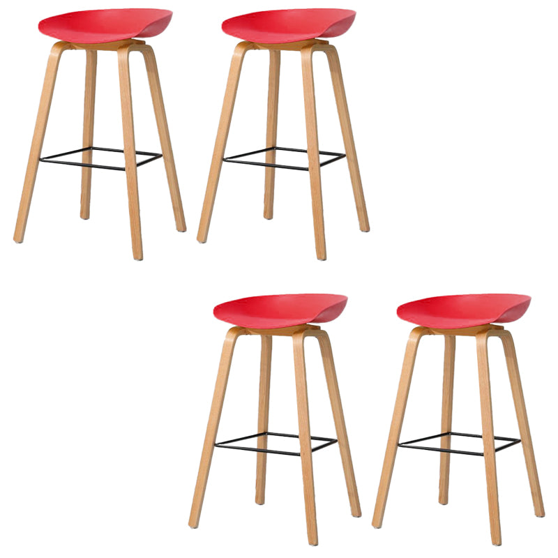 Contemporary Style Stool 4 Legs Wood Counter Stool for Home Use