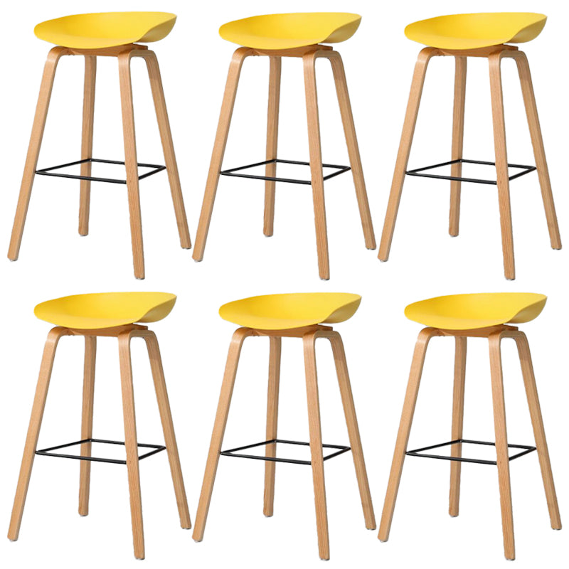Contemporary Style Stool 4 Legs Wood Counter Stool for Home Use