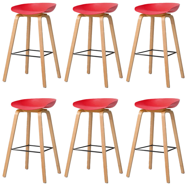 Contemporary Style Stool 4 Legs Wood Counter Stool for Home Use