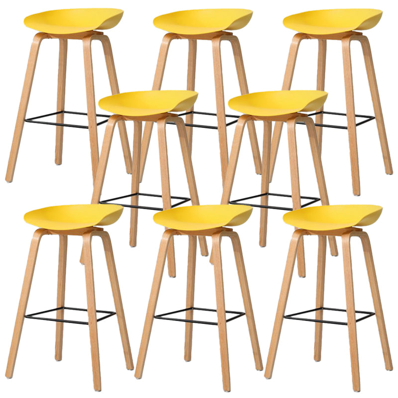 Contemporary Style Stool 4 Legs Wood Counter Stool for Home Use