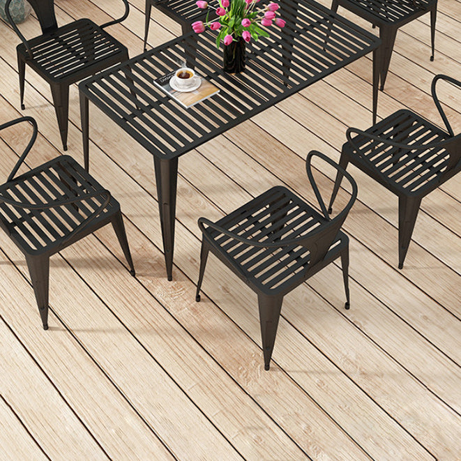 Modern Style Metal Dining Set 1/5/7 Piece Rectangular Dining Table Set for Outdoor