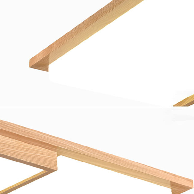 Modern Style Rectangle Shape Flush Mount 3-Lights Wood Ceiling Light for Bedroom