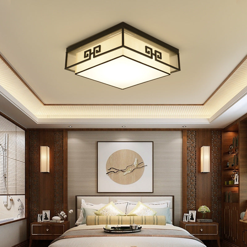 Modern Style Flush Mount Fabric Ceiling Light in Black for Bedroom