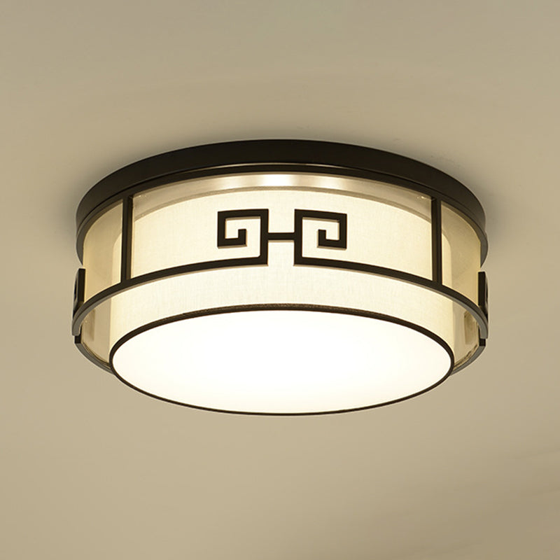 Modern Style Flush Mount Fabric Ceiling Light in Black for Bedroom