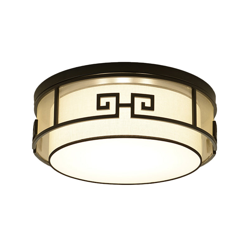 Modern Style Flush Mount Fabric Ceiling Light in Black for Bedroom