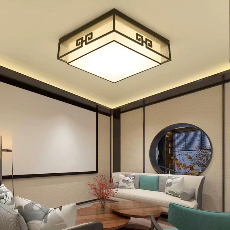 Modern Style Flush Mount Fabric Ceiling Light in Black for Bedroom