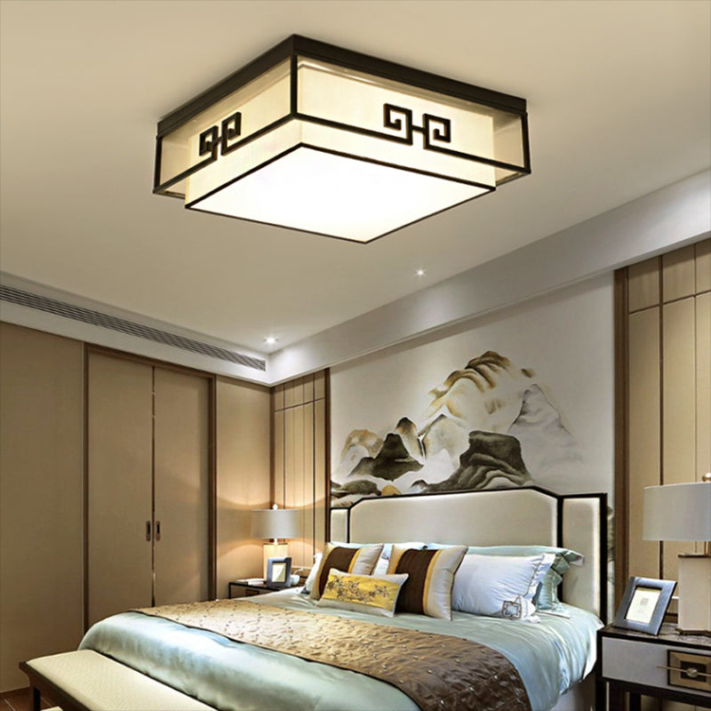 Modern Style Flush Mount Fabric Ceiling Light in Black for Bedroom