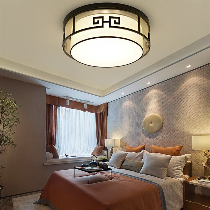 Modern Style Flush Mount Fabric Ceiling Light in Black for Bedroom