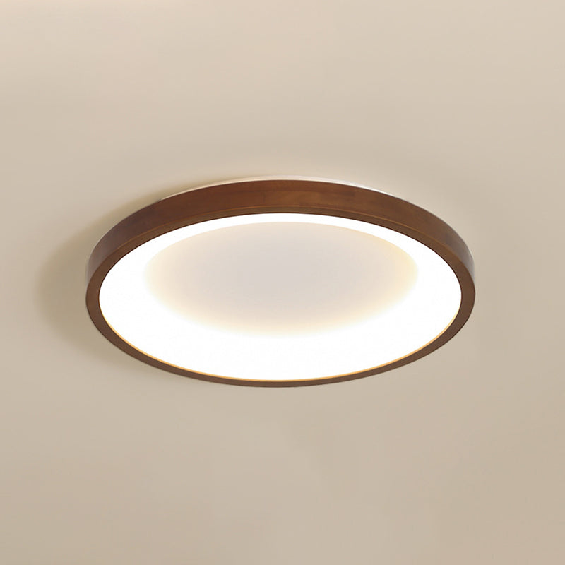 Modern Single Brown Flush Mount Lighting Wooden Ceiling Light for Bedroom