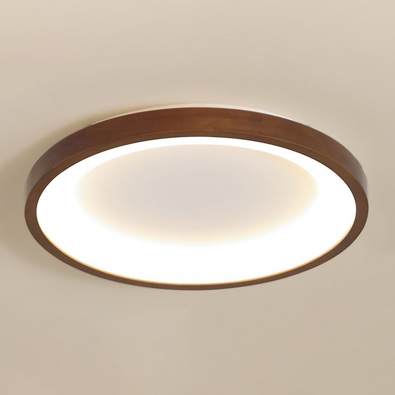Modern Single Brown Flush Mount Lighting Wooden Ceiling Light for Bedroom