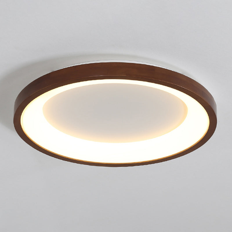 Modern Single Brown Flush Mount Lighting Wooden Ceiling Light for Bedroom