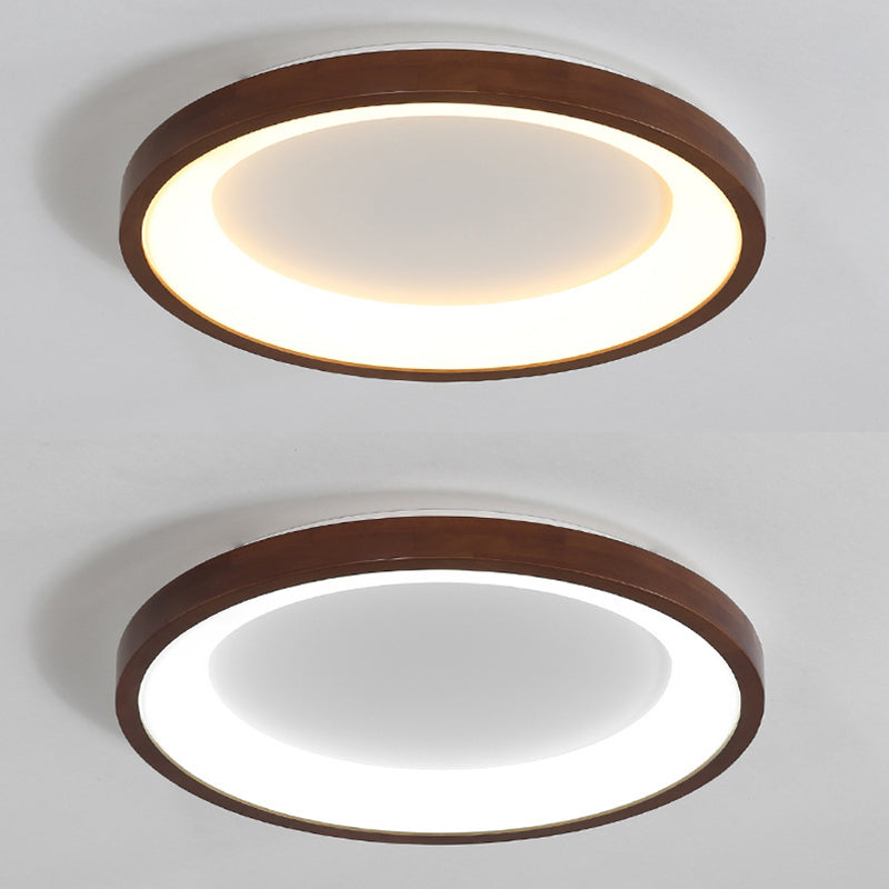 Modern Single Brown Flush Mount Lighting Wooden Ceiling Light for Bedroom