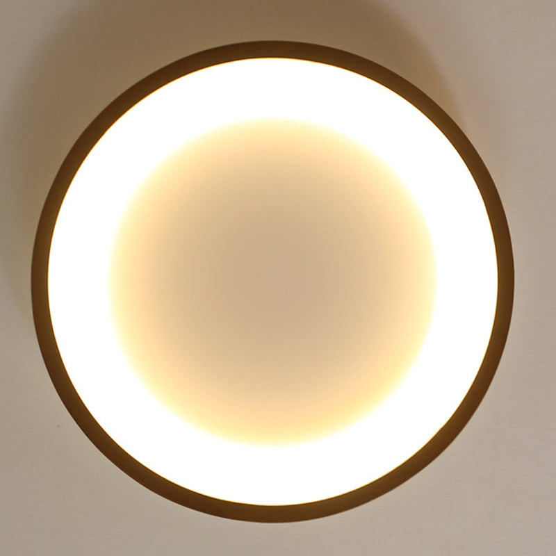 Modern Single Brown Flush Mount Lighting Wooden Ceiling Light for Bedroom