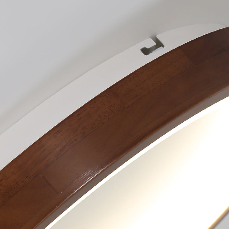 Modern Single Brown Flush Mount Lighting Wooden Ceiling Light for Bedroom