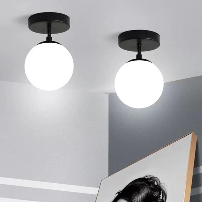 Contemporary Black Ceiling Light Globe Flush Mount Lighting for Home