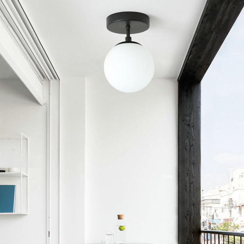 Contemporary Black Ceiling Light Globe Flush Mount Lighting for Home
