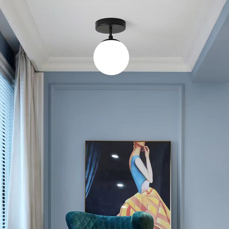 Contemporary Black Ceiling Light Globe Flush Mount Lighting for Home