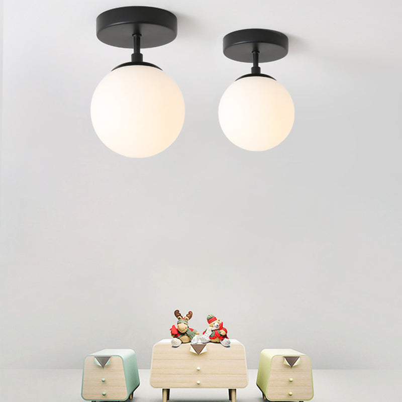 Contemporary Black Ceiling Light Globe Flush Mount Lighting for Home