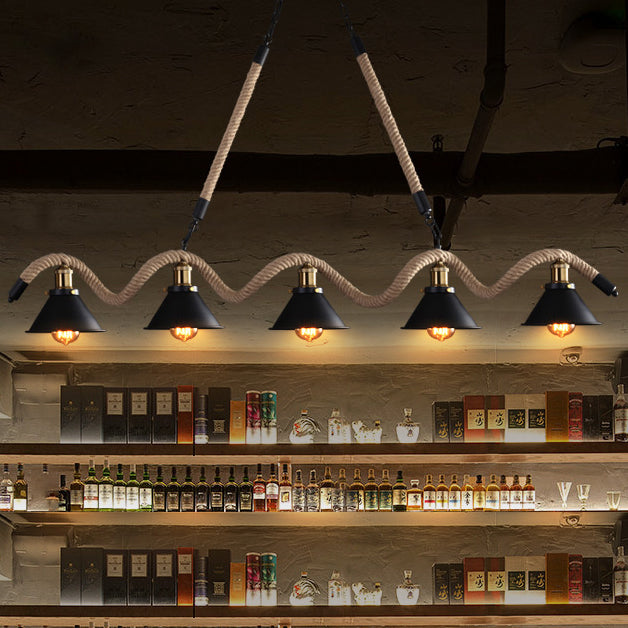 Industrial Hanging Ceiling Light Metal Pendant Lighting Fixtures in Black for Dining Room