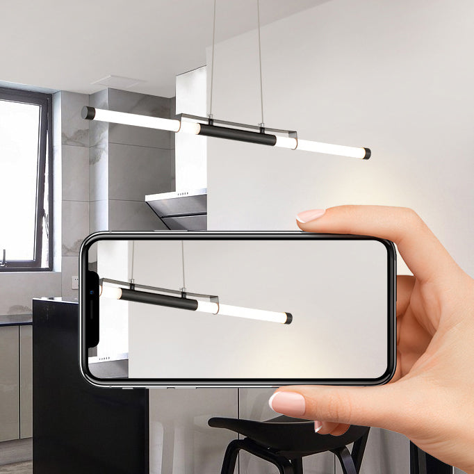 2-Light Linear Island Pendant Lighting Modern Metal Island Light Fixtures