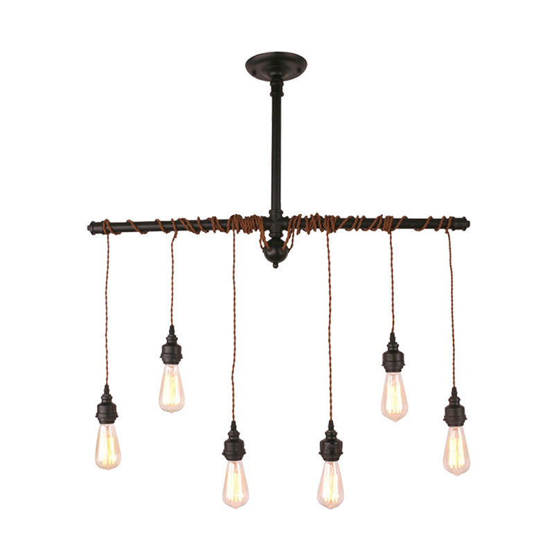 Peas Shape Pendant Light Modern Style Wood 6 Lights Island Lamps for Living Room