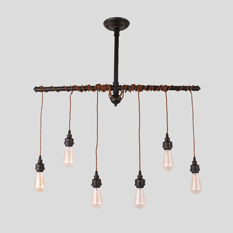 Peas Shape Pendant Light Modern Style Wood 6 Lights Island Lamps for Living Room