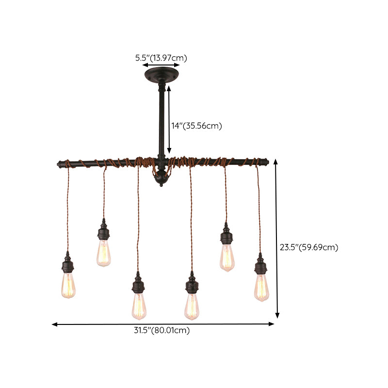 Peas Shape Pendant Light Modern Style Wood 6 Lights Island Lamps for Living Room