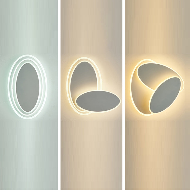Modern Simple Iron Wall Light Ellipse Shape Rotatable Wall Lamp for Living Room