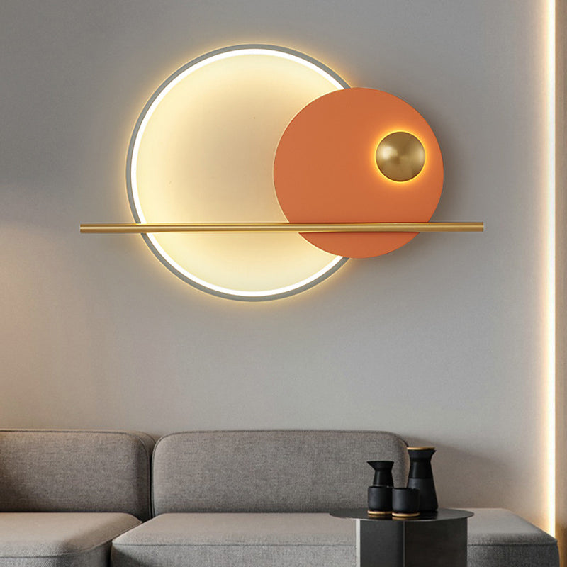 Modern Metal Wall Sconce Circle Shape Wall Light with Acrylic Shade for Living Room