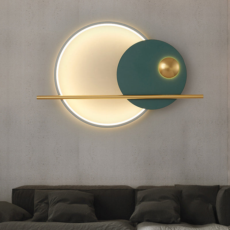 Modern Metal Wall Sconce Circle Shape Wall Light with Acrylic Shade for Living Room
