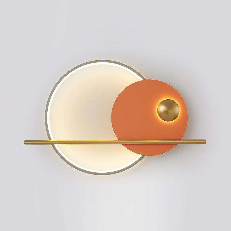 Modern Metal Wall Sconce Circle Shape Wall Light with Acrylic Shade for Living Room