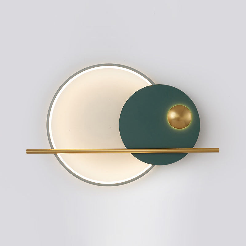 Modern Metal Wall Sconce Circle Shape Wall Light with Acrylic Shade for Living Room