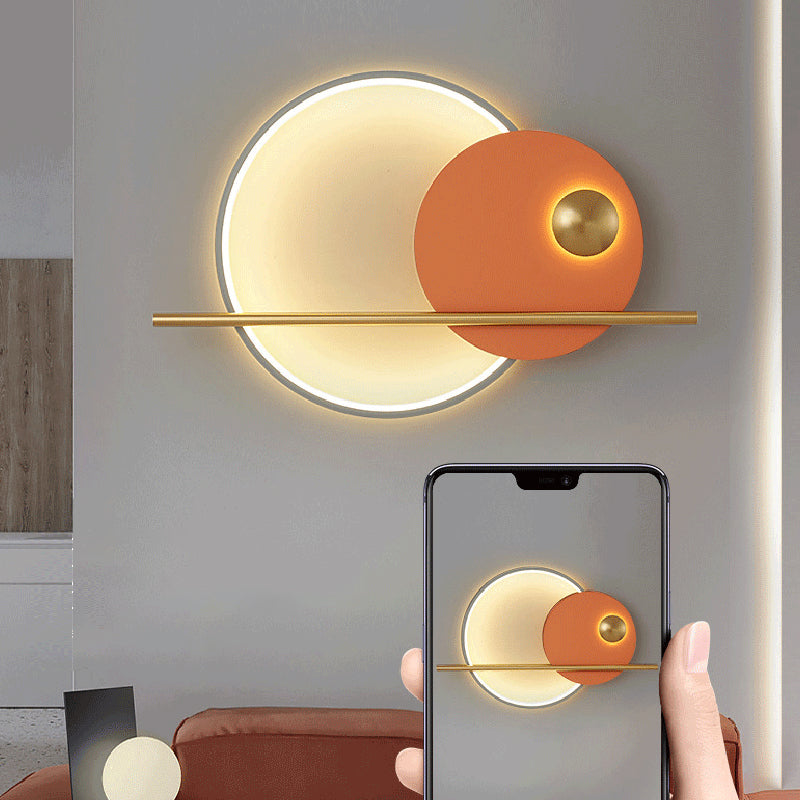 Modern Metal Wall Sconce Circle Shape Wall Light with Acrylic Shade for Living Room