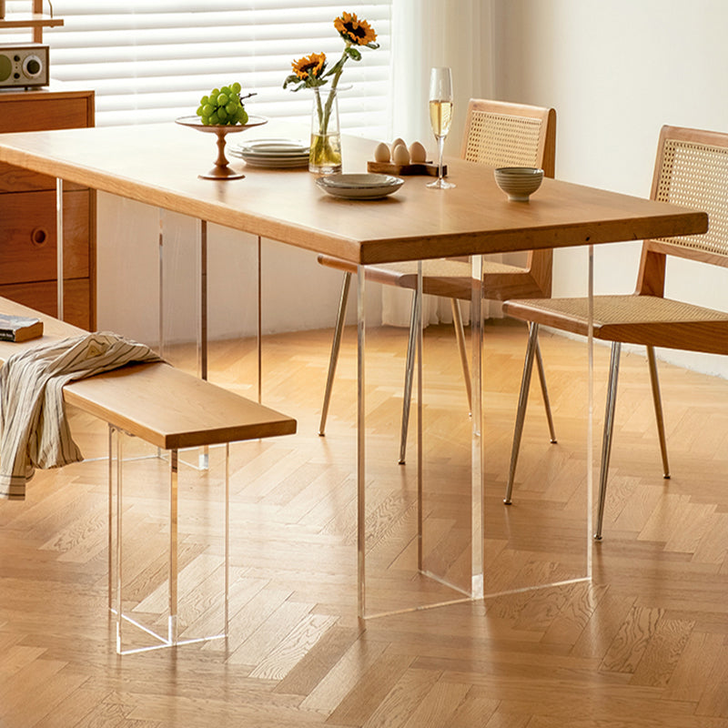Modern Rectangular Table Solid Wood Dining Room Table in Natural