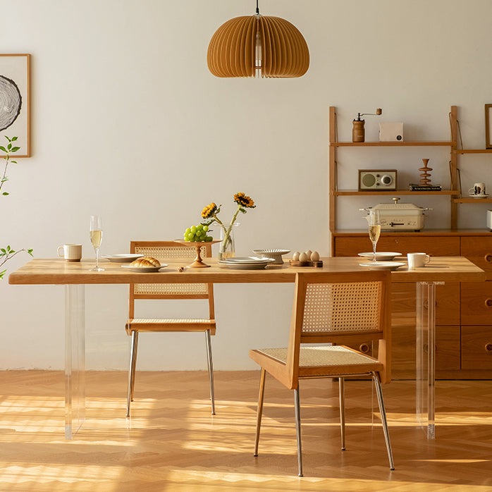 Modern Rectangular Table Solid Wood Dining Room Table in Natural