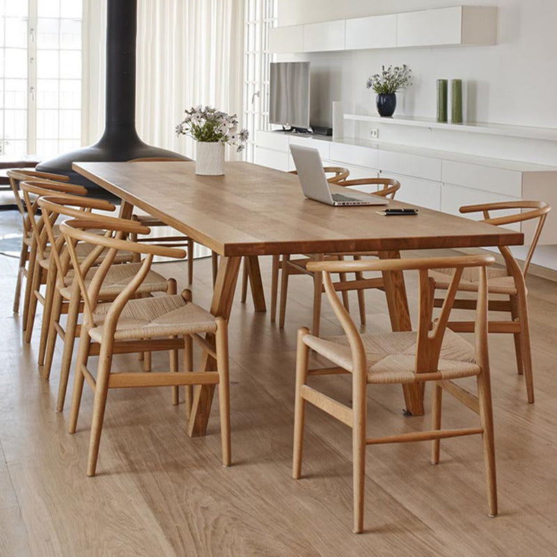 Natural Solid Wood Table Rectangular 4 Legs Table for Dining Room