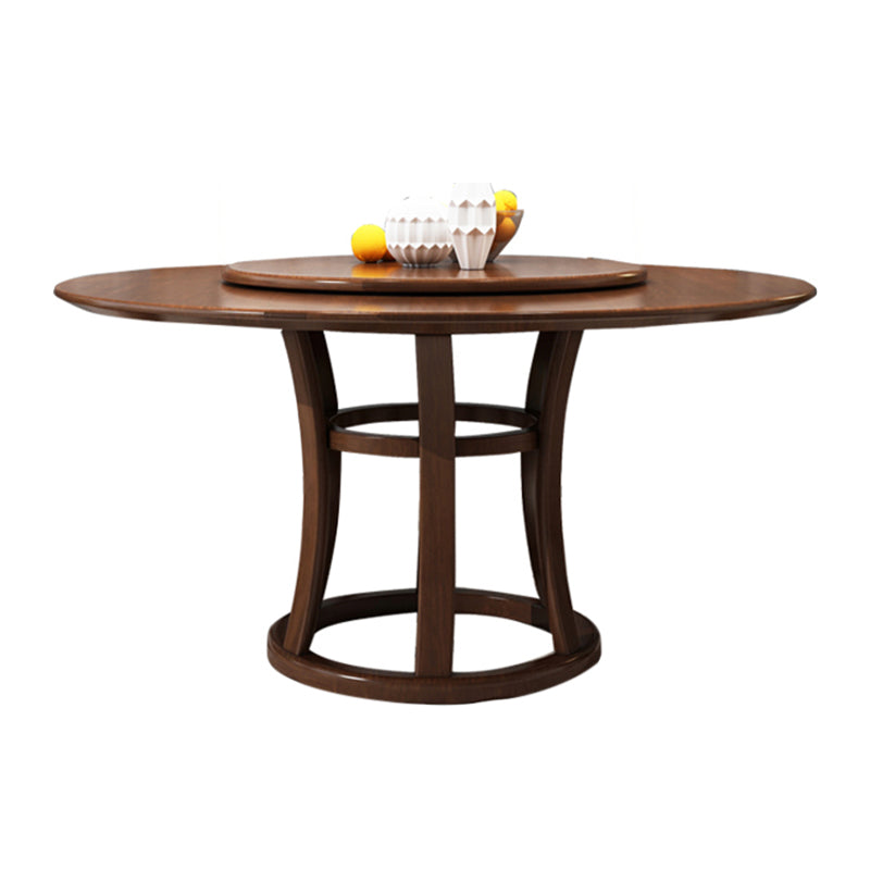 Modern Round Table Solid Wood Dining Table with Turntable for Home