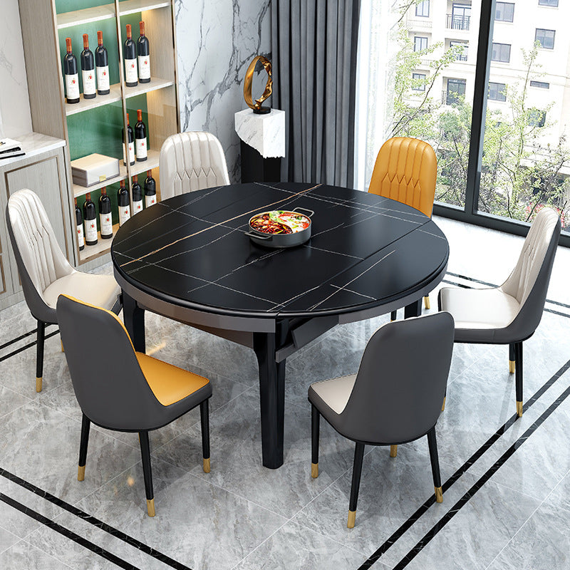 Contemporary Extendable Folding Table Solid Wood Base Table for Dining Room