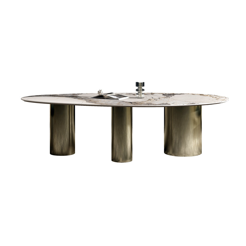 Sintered Stone Home Desk Luxury Oval Shape Fixed Table for Dining Room