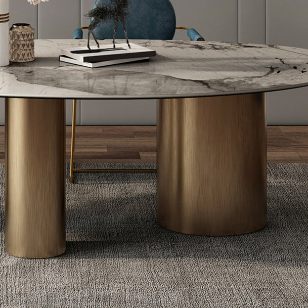 Sintered Stone Home Desk Luxury Oval Shape Fixed Table for Dining Room