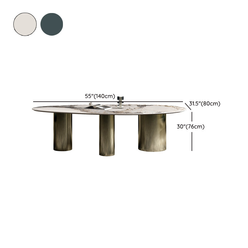 Sintered Stone Home Desk Luxury Oval Shape Fixed Table for Dining Room