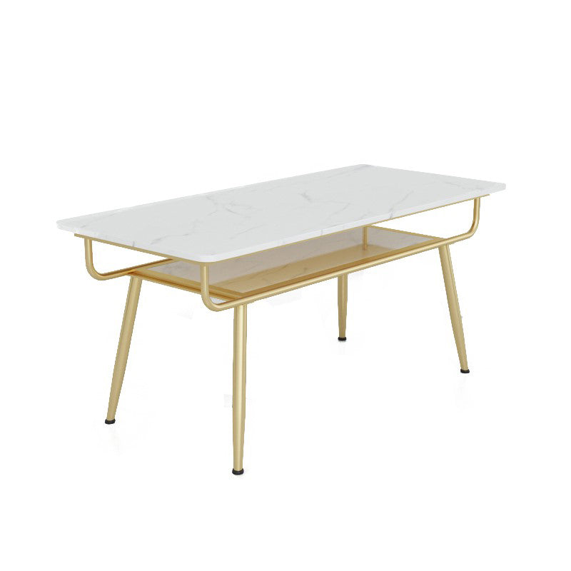 Stone and Iron Table Contemporary Storage Rectangular Dining Table
