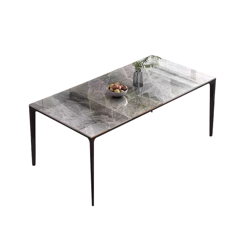 Industrial Sintered Stone Kitchen Table Rectangle Fixed Dining Room Desk