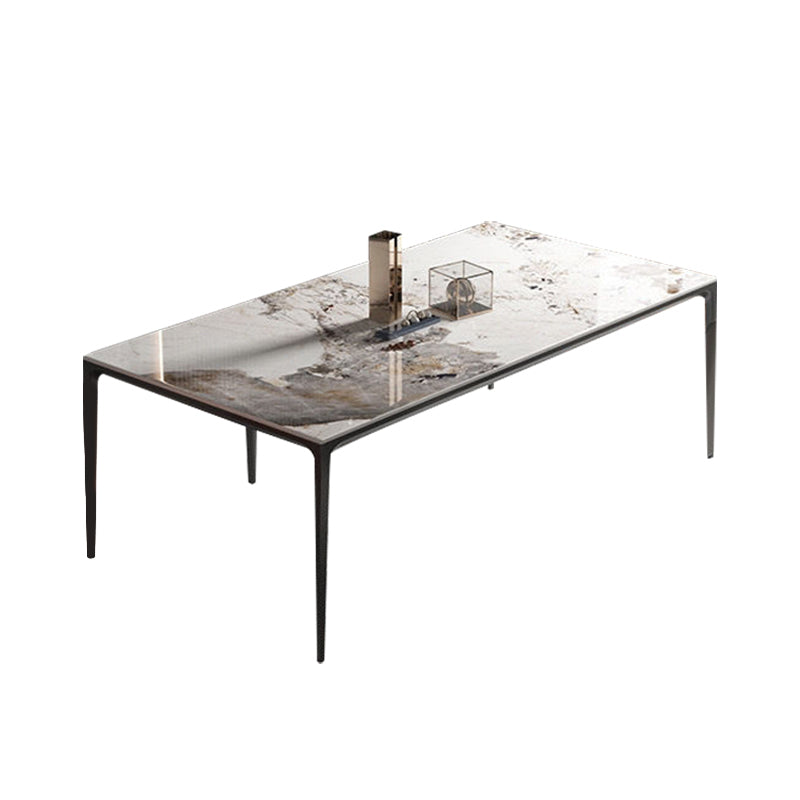 Industrial Sintered Stone Kitchen Table Rectangle Fixed Dining Room Desk